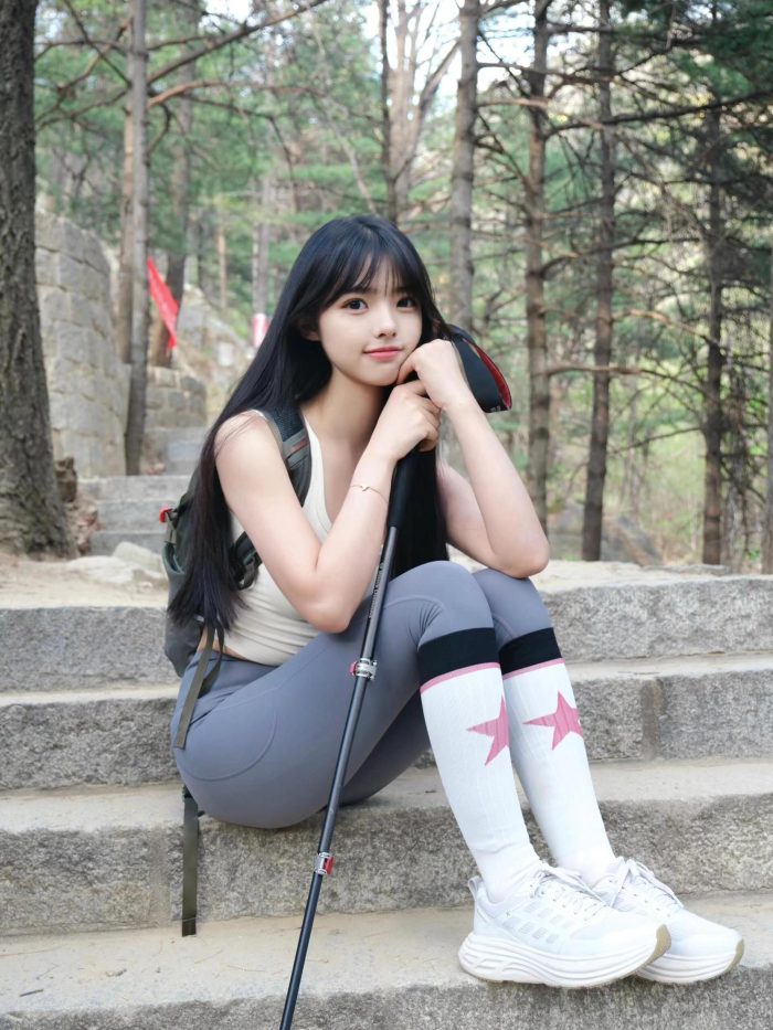 爱爬山的瑜伽裤MM，太甜美了！~-灰麻雀