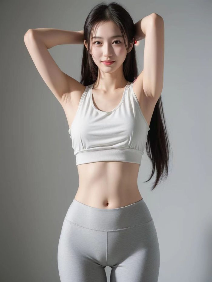 AI瑜伽裤清纯妹子系列图-灰麻雀